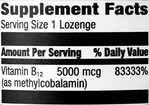 Amazon Elements Vitamin B12 Methylcobalamin 5000 Mcg - Normal Energy Production And Metabolism, Immune System Support - 2 Month Supply, Berry Flavored Lozenges, 65 Count #TOP7