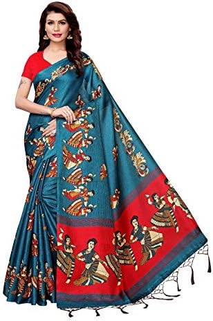CRAFTSTRIBE Khadi Silk Printed Traditional Dress Bollywood Party Wear Indian Ethnic Sari Women Clothing Saree