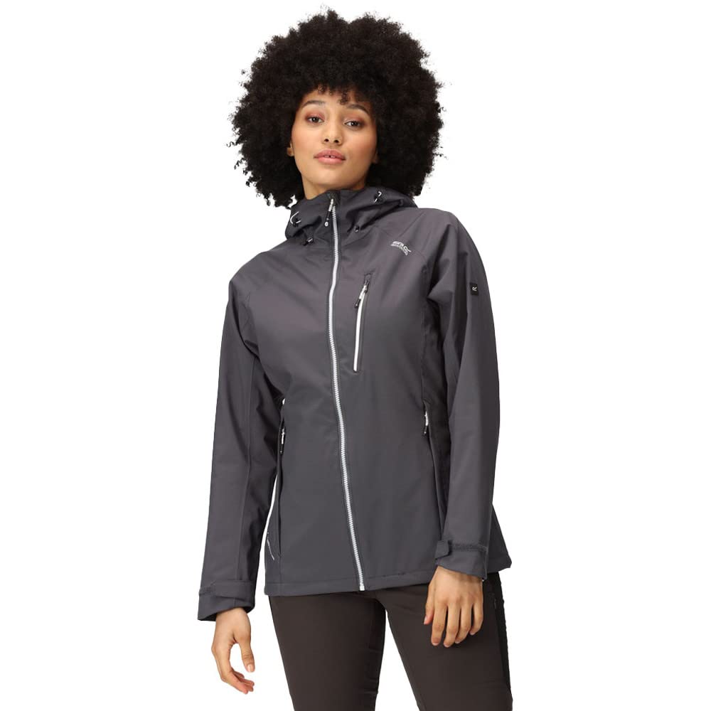 Regatta Womens Ladies Birchdale Durable Hooded Coat Waterproof Jacket, SlGry(White), 20 UK