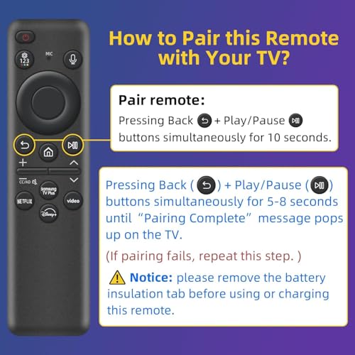Image of Rechargeable Voice Remote for Samsung Smart TVs, Replacement for 2019-2026 Samsung TV Remote Control with Solar Charging and Voice Search. 2-Year Warranty.