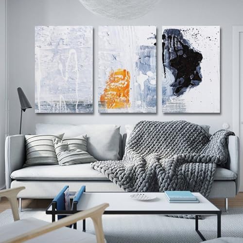 Tableau salon moderne noir blanc orange 50x75 cm pour embellir votre chambre - 4
