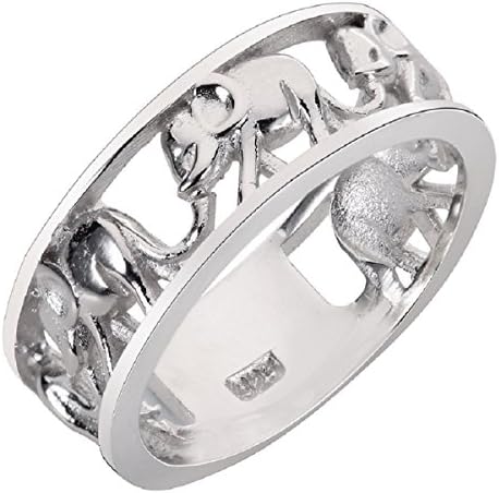 CloseoutWarehouse925 Sterling Silver Elephant Family Migration Ring (Comes in Colors)