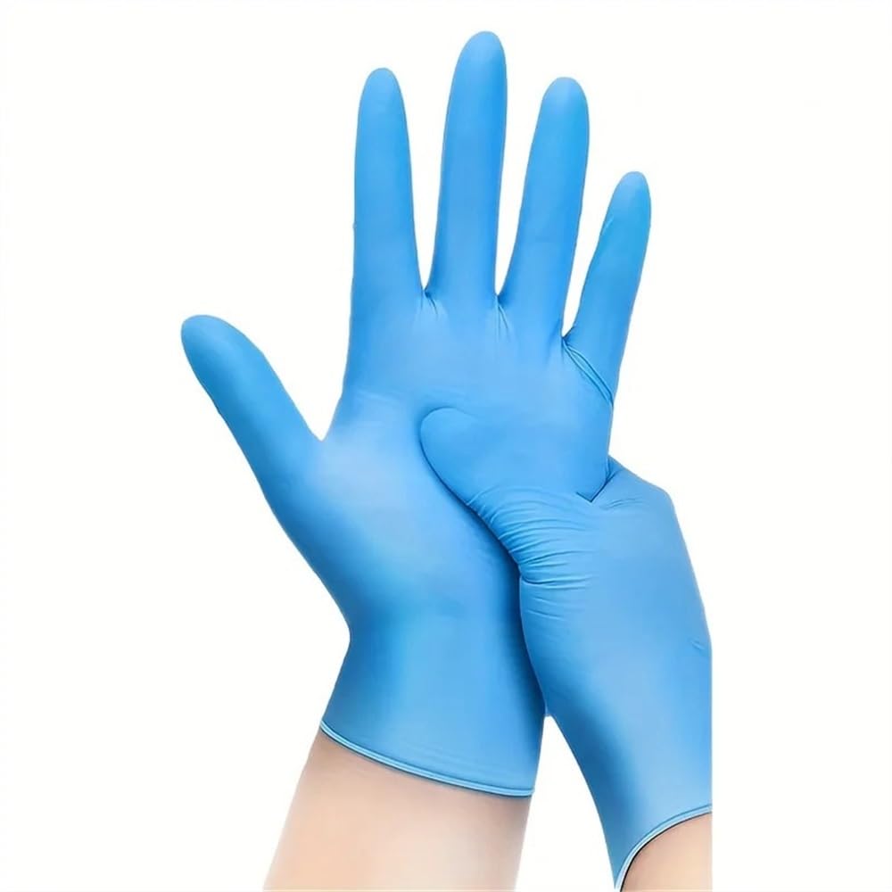 50/100 pezzi Guanti monouso in nitrile blu impermeabili da cucina Lavastoviglie Animali domestici Bagno Bellezza Strumenti for lo styling dei capelli(Blue-100PCS,XL)