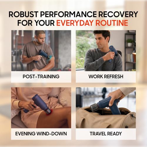 Image of Sharper Image Powerboost Versa Heat & Cold Therapy Percussion Massage Gun | Deep Tissue Back Massager, Quiet, Lightweight Handheld Massage Tool, Travel Case, Full Body Muscle Pain Relief, Trigger Point