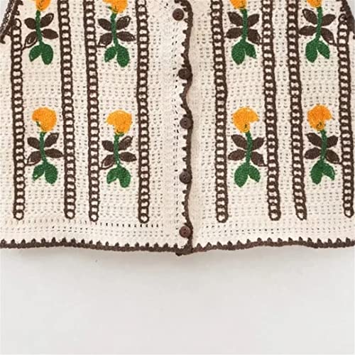 Women Flower Crochet Knitted Vest Sweater V-Neck Sleeveless Pullover Casual Loose Tops4