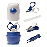 Angel Love 4-in-1 Baby Nail Care Set - Equipped with Safety Nail Clippers, Nail Files, Safety Scissors, and Safety Nose Clips Blue Zjc3