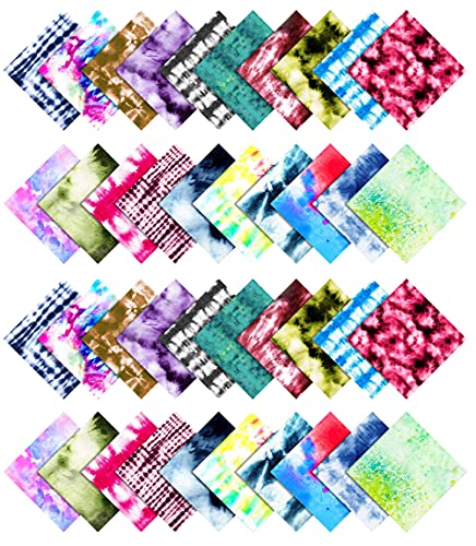 Soimoi Tie Dye Print Precut 5-inch Cotton Fabric Quilting Squares Charm Pack DIY Patchwork Sewing Craft- Blue