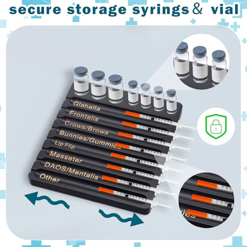 Image of Geelin 2 Pcs Aesthetic Practitioner Syringe Tray with 8 Slots Label Bamboo Vial Holder Syringe Preparation Tray, 2-in-1 Combination Medical Supply Storage for Aestheticians, Nurses (Classic,Black)