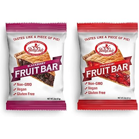 Betty Lou's Fruit Bars Bundle | Blackberry Pack of 12 & Strawberry Pack of 12 | Gluten Free, Vegan, Non GMO | Deliciously Healthy Snacks | Individually Wrapped, 2 oz. Each, 24 Bars Cover
