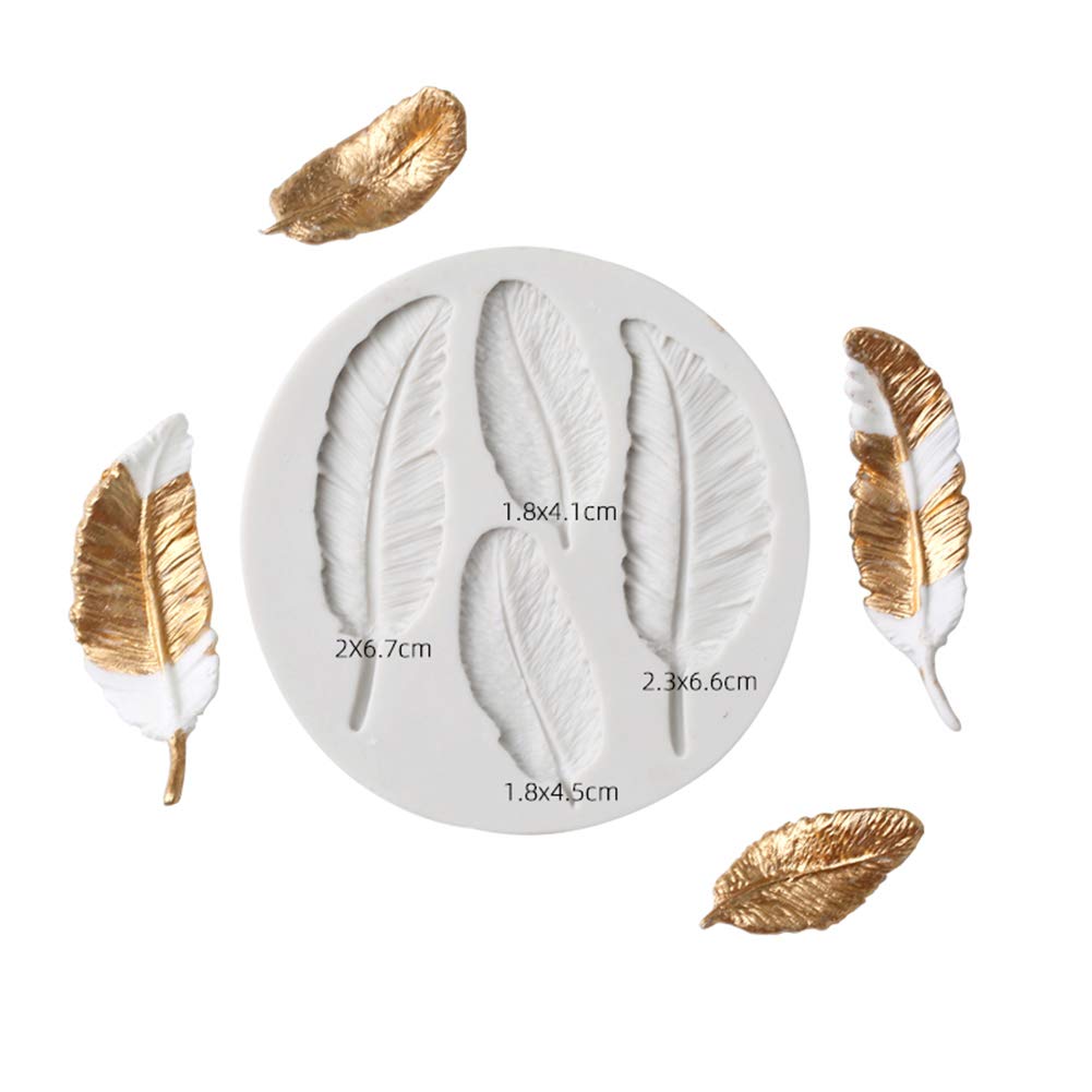 SK4 Cavity 3D Feather Shape Silicone Cake Mold Chocolate Soap DIY Mold Baking-White