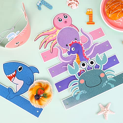 Mosroad 26 Pieces Under The Sea Party Headbands For Kids, Fishing Party Hats For Boys And Girls, Ocean Animal Themed Party Paper Crowns Birthday Party Dress Up Costume Supplies #TOP5