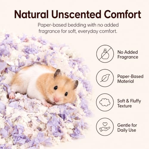 Hamster Bedding 50L, Dust-Free Paper Bedding, Odor Control, 5X Expansion, Natural Unscented for Small Animals, Guinea Pigs, Rabbits & Gerbils - Image 4