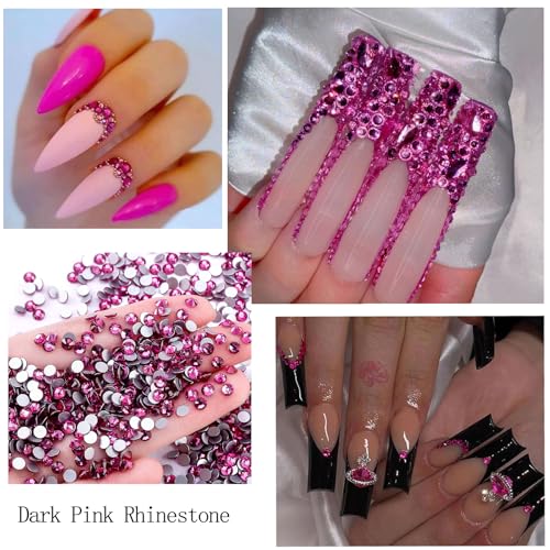 Nail Art Rhinestones Flatback Rhinestones and Pearls Nail Charms Rose Red Nail Art Supplies Mixed Multi Shapes Crystals Nail Gems Bubble Beads Luxury Design Nail Accessories for Women Nail Decorations - Image 3