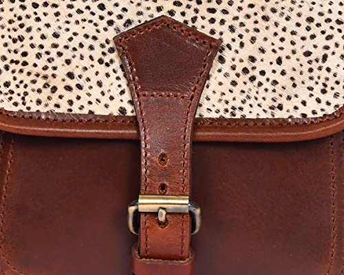 Image of Celtic Women's Leather Hair-On Flap Crossbody Sling Bag - Adjustable Strap