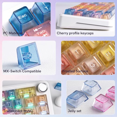 Image of dagaladoo Clear keycaps Set,Translucent Keyboard keycaps,Jelly Key caps | Shine Through keycaps,Cherry Profile Custom keycaps for Mx Switches Mechanical Keyboard(Sunset,115-keys)