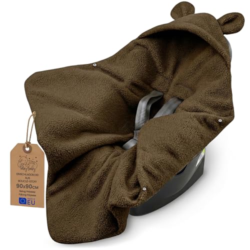 Manta Envolvente Silla Coche Bebé Boucle Boucle - Saco Invierno Bolsa Dormir Footmuff Carrito Accesorio Recién Nacido Niño Pequeño Cálida Suave Certificado Oeko-Tex Marrón