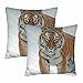 Poszewki na poduszki tygrysie 2 sztuki dzikie zwierzę safari tygrysy na polu śniegu płatek śniegu z brązowym lampartem poszewki na poduszki kwadratowe dla mężczyzn kobiet sofa łóżko 45 cm x 45 cm