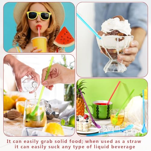 20 StüCk Strohhalm Mit LöFfel,Wiederverwendbar Slush Strohhalme LöFfel,2-In-1 Slush Eis Strohhalme Mit LöFfel,Slush Eis Becher LöFfel Mit StrohhalmbüRste,Geeignet FüR Kaffee,Cocktails (20 StüCk)