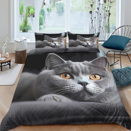 Housse de couette chat en microfibre douce et finitions invisibles - 2