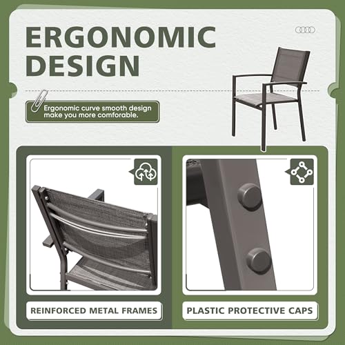 Flamaker Patio Chairs Textilene Outdoor Chairs Set of 6 Stackable Dining Chair for Backyard, Deck, Poolside (Grey) - Image 5