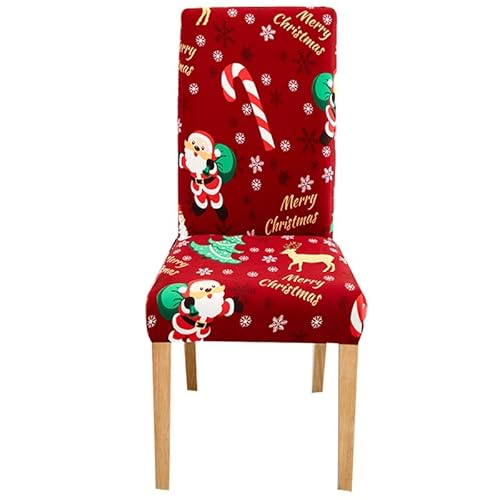 JORTUIO 1/2/4/6 pièces Housse de Chaise Noel Scandinave Extensible Housse de Chaise de Salle à Manger Couverture de Chaise Spandex Imprimée pour Maison Hôtel Décor de Restaurant Cover