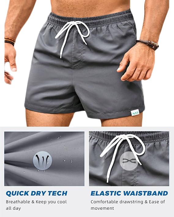 Mens Swim Trunks with Compression Liner 5 Inch Inseam Men's Board Shorts Quick Dry Swimsuit Men4