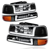 Top 10 Best 1999 Silverado Headlights Reviews & Comparison 11 Fullux for 1999-2002 Chevy Silverado 1500 2500 1500HD 2500HD 3500HD LED DRL Headlights Assembly 2000-2006 Tahoe Suburban 1500 2500 Replacements Amber Reflector Black Housing