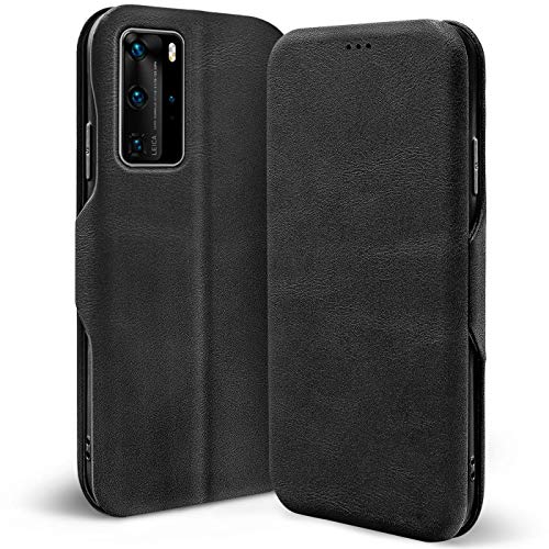 Verco Book Style for Huawei P40 Pro Case, Premium Magnetic Flip Cover for Huawei P40 Pro Wallet Case with Card Slot, Schwarz Black - Image 2