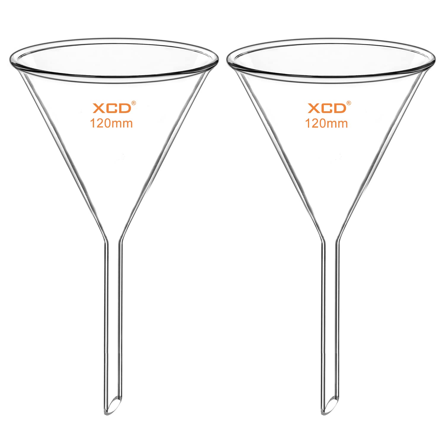 XCD Glass Filter Funnel, 2 Pack Heavy Wall Borosilicate Glass Funnel