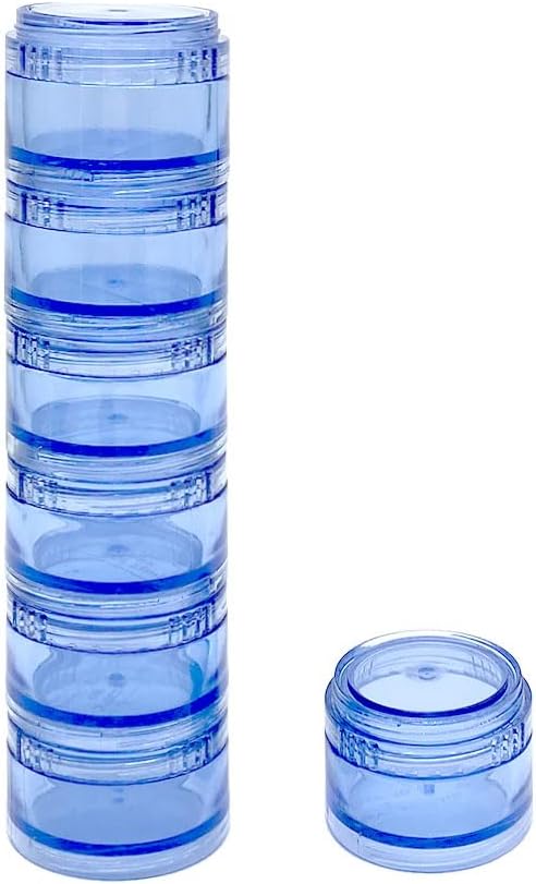 HaiSea Weekly Travel Pill Planner-Monthly Pill Organizer, Daily Month Pill Box-Separate AM/PM Compartments Colors Vary (Blue) | Seven Weekly Stackable Pill Containers Store Vitamins, Capsules, or Supplements. Compact Round Design Packs Neatly for Travel