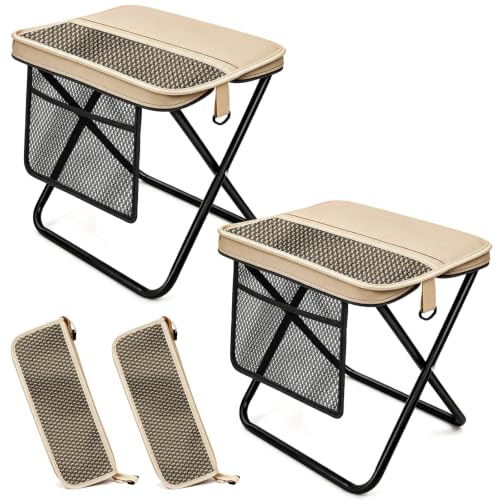 Fshyos 2 Pack Portable Folding Stools, 14.2" Collapsible Chairs for Adults - image 1