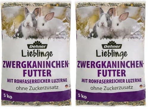 Dehner Zwergkaninchenfutter | Kaninchenfutter in Markenqualität, Alleinfuttermittel für Kaninchen, Nagerfutter ohne Zuckerzusatz und Konservierungsstoffe |mit Luzerne und Karotte | Adult | 5 kg