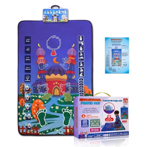 Foldable Smart Pr/ayer Mat for Kids - Interactive Learning Rug with Voice Guidance & Compass for Easy Step-by-Step Learning