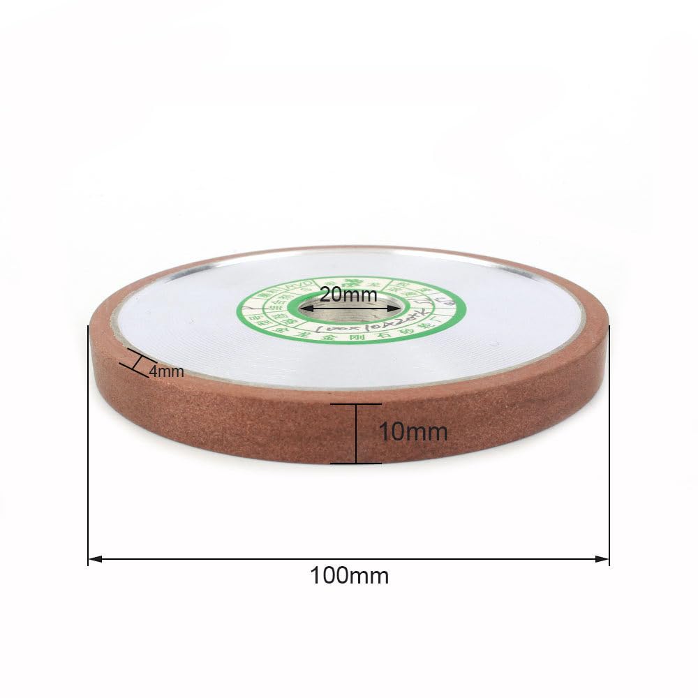 1 pièce 100 mm meule abrasive diamantée plate pour acier allié céramique verre jade meulage # 150/240/320/400, 100 x 20 x 4 x 10 mm, 320