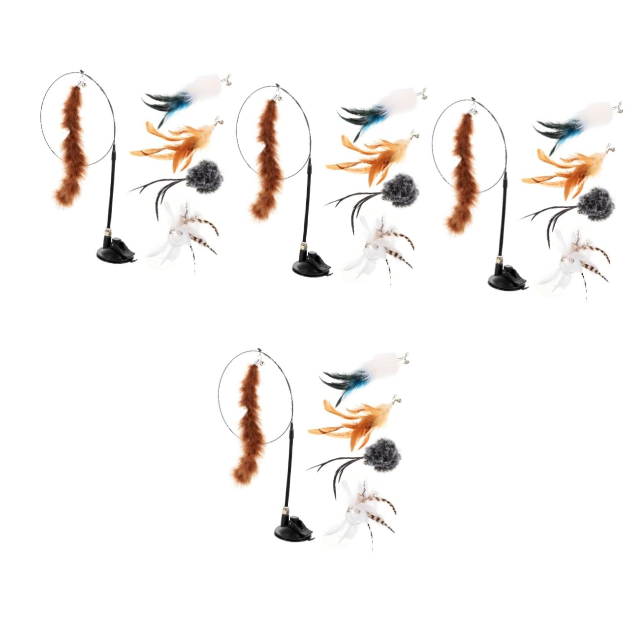 POPETPOP Lot De 4 Jouets Interactifs pour Chats en Peluche pour Jouer Seul 6 Pièces X 4