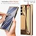 YQODSZ for Samsung Galaxy Z Trifold Case with S Pen Holder & Stylus, Built in Small Screen Protector Invisible Kickstand Camera Protector All-Round Protection Case for Galaxy Z Trifold Gold+Coffee