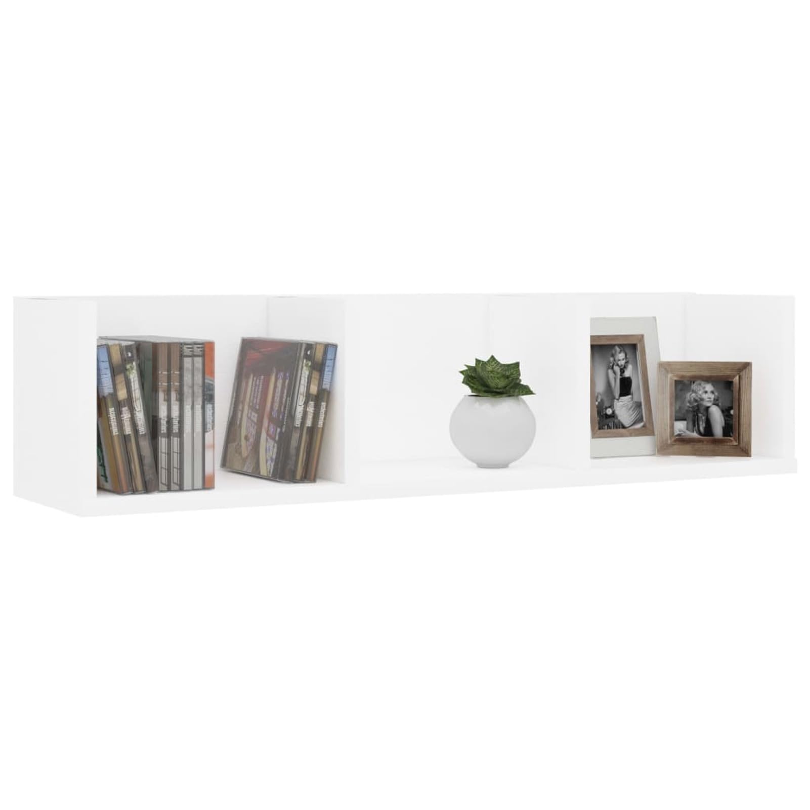 Scaffale Porta CD a Parete Bianco 75x18x18 cm in Multistrato,Scaffale a Parete,Mensole da Muro,Scaffale a Parete Moderna-801310