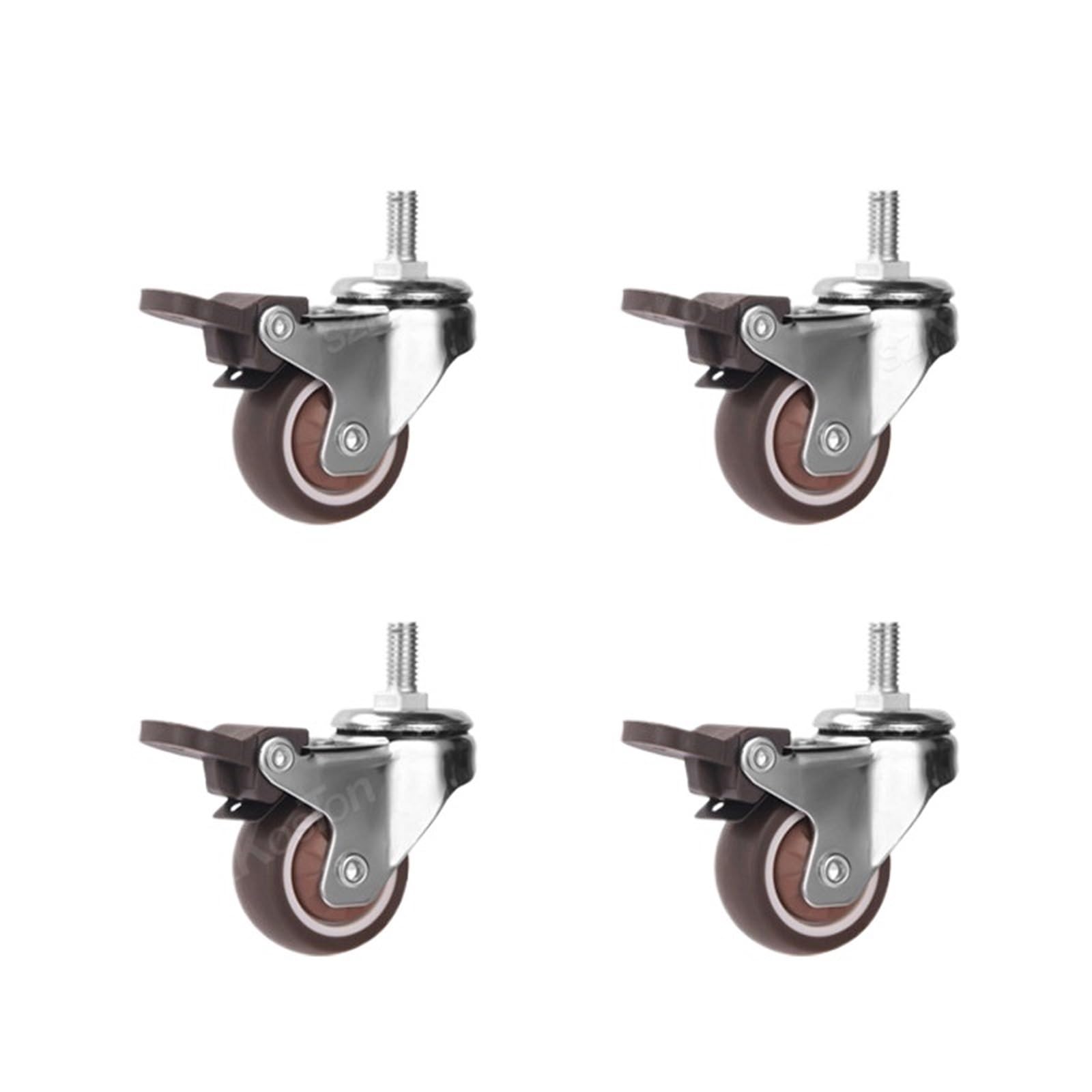 GYRAZXS 4pcs Soft Rubber Castor Wheels 1.5" Swivel Caster Rollers for Trolleys Baby Cribs Beds - Quiet & Durable Furniture Casters with 4 Brakes Household Accessory