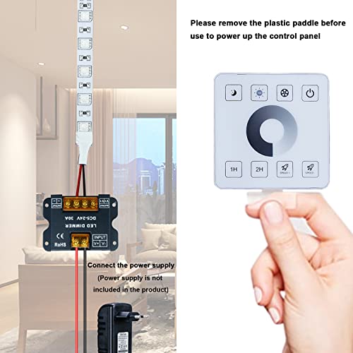 TOPAI DIM Touch Panel LED Controller RF 433Mhz Wireless Remote Control Distance 20m Wall Mounted DC 5-24V 15A*2CH for DIM LED Strip Lights - Image 3