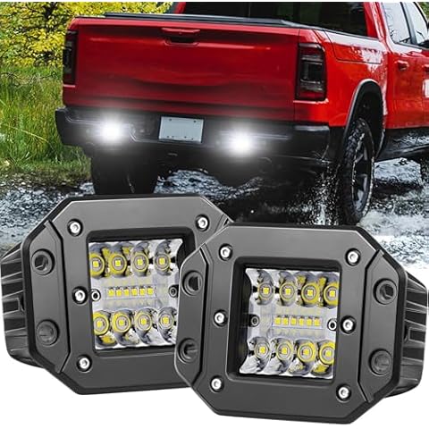 Flush Mount Pod Lights, SWATOW INDUSTRIES 2PCS 80W Flush LED Light Bar Spot Flood Driving Lights Reverse Light Backup Lights for Truck Pickup Toyota Chevy Ram GMC Wrangler UTV ATV SUV Cover