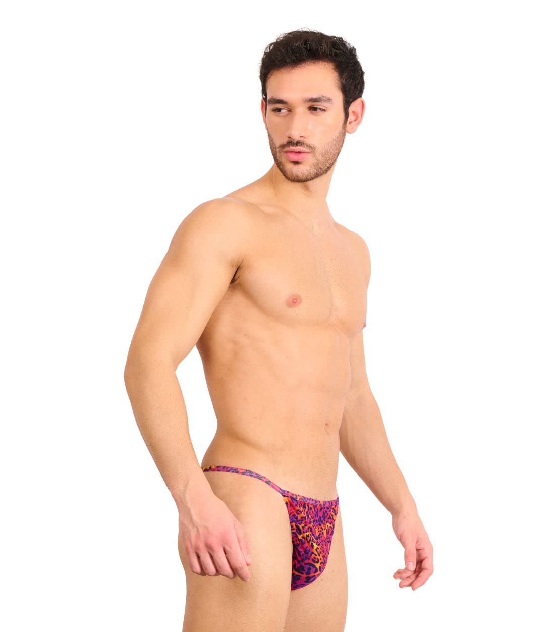 Kiniki Men's Tan Through Swim Tanga Swimwear - Hot Leopard