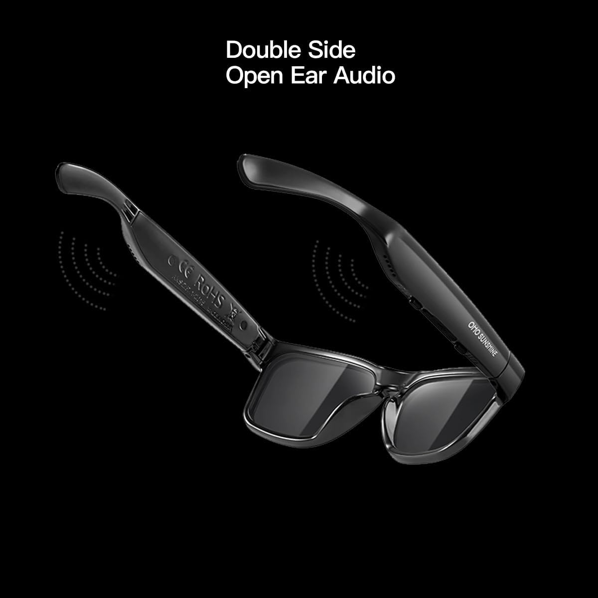 OhO Smart Glasses,Polarized Sunglasses with Bluetooth Speaker,Athletic/Outdoor UV Protection and Voice Control,Unisex(Grey Lens)