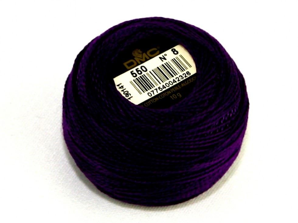 DMC Size 8 Cotton Perle Thread - 550 Purple - per Pack of 10