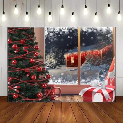 Feliz Navidad árbol de Navidad Baby Shower casa de Jengibre Fondo personalización de Foto cumpleaños telón de Fondo Ventana Cortina roja víspera 350x240CM