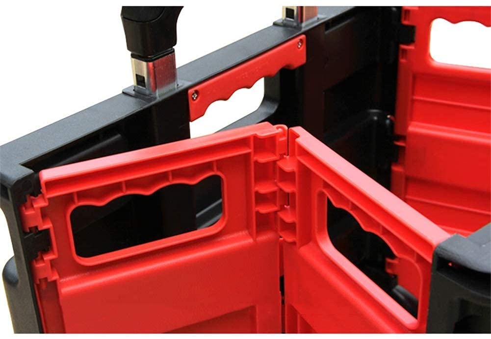 Carro de Almacenamiento Multifuncional, Cocina Carros Utilitarios de Almacenamiento Plegable Aleación de Aluminio Ingeniería Plástico Rojo Rueda de Poliuretano Ligero Alta Capacidad, 20 Kg Carr