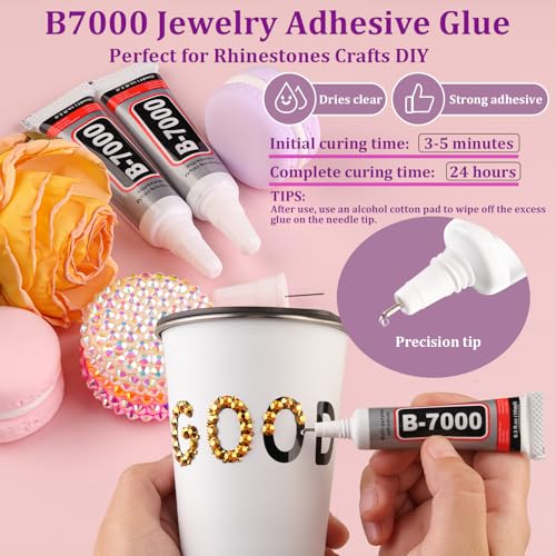 Image of 30000Pcs Resin Rhinestones for Bedazzling with Tweezers, Mine Gold Rhinestones for Crafting with B7000 Jewelry Glue for DIY Crafts Clothing Tumblers Shoes Fabric Nail Art