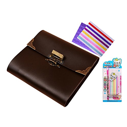 mysunny Album de Fotos Libro de Recuerdos de Cuero página Negra reemplazable Libro de Memoria Utilizado para Boda del Aniversario, Cumpleaños, Navidad, Dia de San Valentin, etc. Bloquear Medio