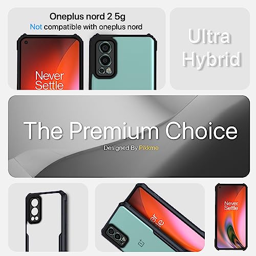 Image of Pikkme OnePlus Nord 2 5G Back Cover Shockproof Bumper Clear Transparent Case for OnePlus Nord 2 5G (TPU+Plastic, Black)