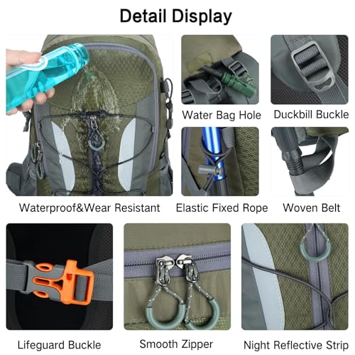 Mochila impermeable para senderismo 30L verde miniatura 4