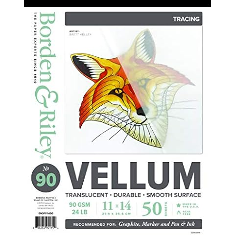 Borden & Riley 11" x 14" #90 Vellum Pad, 90 GSM/24 LB, 50 White Sheets, 1 Pad Each (090P111450) Cover